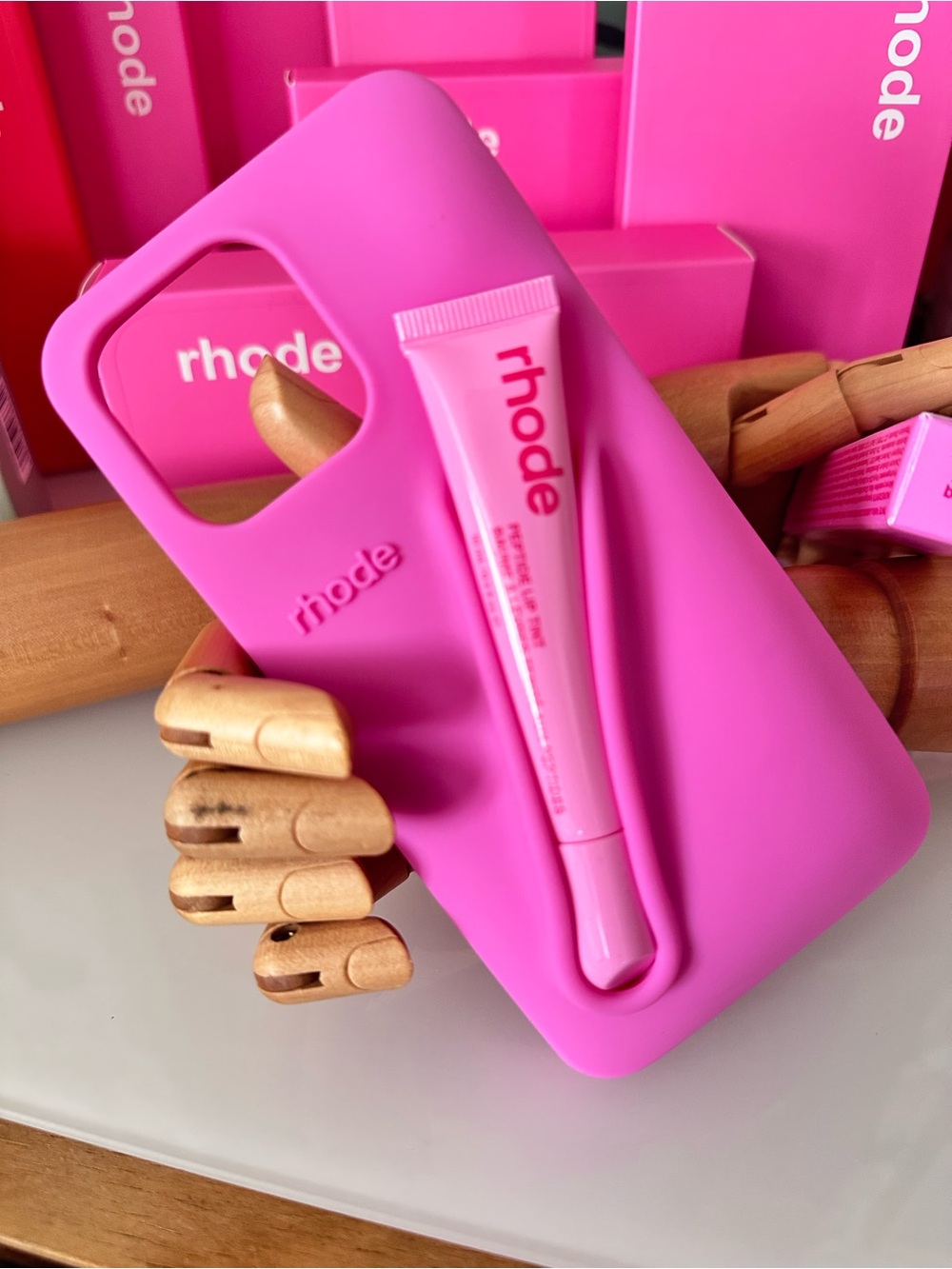 NEW Rhode Lip Gloss Holder Phone Case | Hot Pink (Jelly Bean) iPhone 15 Pro Max